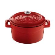 Кастрюля порционная круглая 0,35 л. чугун d=10 см. Цвет красный/red «TRENDY» LAVA
