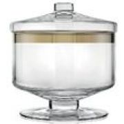 Емкость для хранения на ножке (с крышкой) 20.5 см, декор CLEAR GOLD