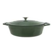 Кастрюля овальная 5,1л, 33X25XH11см, цвет зеленый, чугун CASTARD