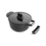 Кастрюля со стекл. крышкой и силикон. ручками-накладками, 6,6 л, d 28 см h 12 см, литой алюминий с антиприг. покр.