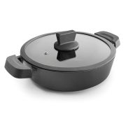 Кастрюля низкая со стекл. крышкой и силикон. ручками-накладками, 7,3 л, d 36 см h 8 см, литой алюминий с антиприг. покр.