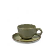 Чайная пара: чашка D8см, H6см, блюдце D13, цвет CAMOGREEN