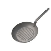 Сковорода-гриль d=30 см. h=4,8 см. 2,3 л. белая сталь (индукция) Carbone Steel Plus De Buyer /1/3/