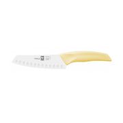 Нож японский Santoku 140/260 мм. с бороздками, желтый I-TECH Icel /1/12/