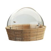 Корзина для хлеба круглая d=48 см. h=38,5 см. бежевая полиротанг с крышкой Roll-Top поликарб. Pinti /1/