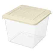 Контейнер для продуктов квадр. 1 л. 12,4*12,4*10 см. п/п с светло-бежевой крышкой /1/20/