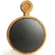 Доска для подачи Round stand (one-side) сланец, серия Horeca, дуб/щит