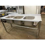 Ванна моечная Luxstahl ВМ3 18/6/8.5 (стл.430-0.8) без фартука