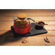 Чайник с крышкой 800 мл, h 13 см, стекло, крышка - дерево, Borosilicate