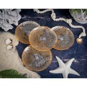 Набор обеденных тарелок Casa di Fortuna Sea Turtle , 21 см , 4 шт., пастельно-лососевый с серебристым декором, стекло