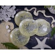 Набор обеденных тарелок Casa di Fortuna MonoCrab , 21,5 см , 4 шт., пастельно-желтый с серебристым декором, стекло