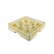 Кассета для бокалов 500*510*100 мм.  9 ячеек 155*155*90 мм. бежевая п/п /1/6/