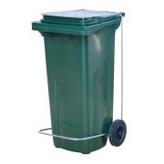 Бак для мусора 120 л. 55*45*96 см. зеленый, с крышкой на колёсах с педалью /1/