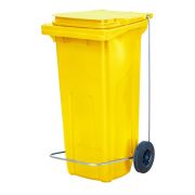 Бак для мусора 120 л. 55*45*96 см.  желтый, с крышкой на колёсах с педалью /1/