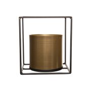 Емкость декоративная золотого цвета на черном основании, D10 X H10CM / 14,5X11XH16CM, металл