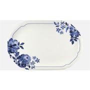 Блюдо овальное 36x24 см, декор синий, FLORAL CREATE