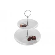CAKE STAND WHITE 2 LEVELS D16-D21XH24CM