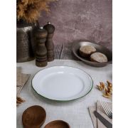 Тарелка мелкая 25 см, кант зелёный