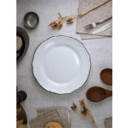 Тарелка мелкая 27 см, кант зелёный