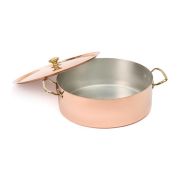 Кастрюля медная, с лужением и полировкой, с крышкой, 30х10 см