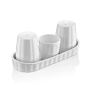 Набор для специй 2 пр. + стаканчик для зубочисток, поликарбонат, на подставке Хайтек GP /1/