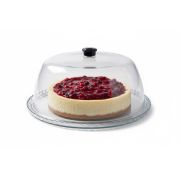 Блюдо для торта d=32 см. стекло, с крышкой поликарб. h=12,5 см. бортик вверх Патисери /1/