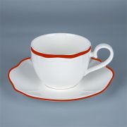 Чашка 220 мл, 12,5x8,8 см h 6,3 см, фарфор, Grazia, кант красный
