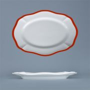 Блюдо овальное 32,5x23 см h 3 см, фарфор, Grazia, кант красный