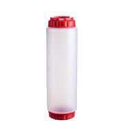 Емкость для соуса 1000 мл. d=75 мм. h=257 мм. c 2 крышками, с силик. носик. широкая прозрачная, крышки красные GP /1/96/ ВДОХНОВЕНИЕ