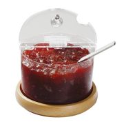 Емкость для джема охлаждаемая 1 л. d=14 см. h=11,5 см. с крышк. на дерев. подст. APS /1/