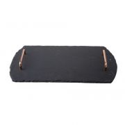 SLATE TRAY W-HANDLES 37X22XH3.5CM