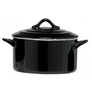 BLACK CASSEROLE WITH LID 0,5L D12,5XH7CM