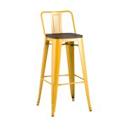 Стул барный «TOLIX со спинкой» с деревянным сиденьем (стальной каркас)