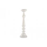 CANDLESTICK WHITE WOOD 12X12X43.3CM