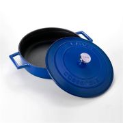 Кастрюля чугунная многофункциональная с округлой крышкой, d 24 см, h 7,5 см, синяя