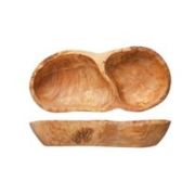 Тарелка на 2 секции 19x8 см h 3 см, оливковое дерево, ORGANIC WOOD