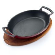 Сковородка овальная с ручками 27,5*20см.чугун эмаль красная на д/подставке LAVA