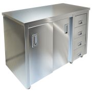 Стол-тумба островной ТЕХНО-ТТ СПС-836/1200Н нерж (двери-купе и выдвижные ящики)