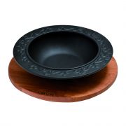 Round Soup Bowl and wooden platter. Diameter(Ø)19cm.