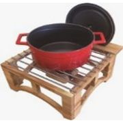 Single Wooden Chafer Chafing Dish. 40x33cm. with stainless steel grating. Coated with varnish. (This product don't include burner).