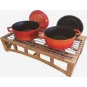 Double Wooden Chafer Chafing Dish. 40x70cm. with stainless steel grating. Coated with varnish. (This product don't include burner).