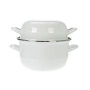 Кастрюля для мидий белая 0,9 л, h 13,5cm d 12cm