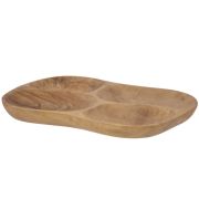 Тарелка на 3 секции, 30-38x14-20 см h 5 см, оливковое дерево, ORGANIC WOOD