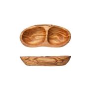 Тарелка на 2 секции 20x8-9 см h 3,5 см, оливковое дерево, ORGANIC WOOD